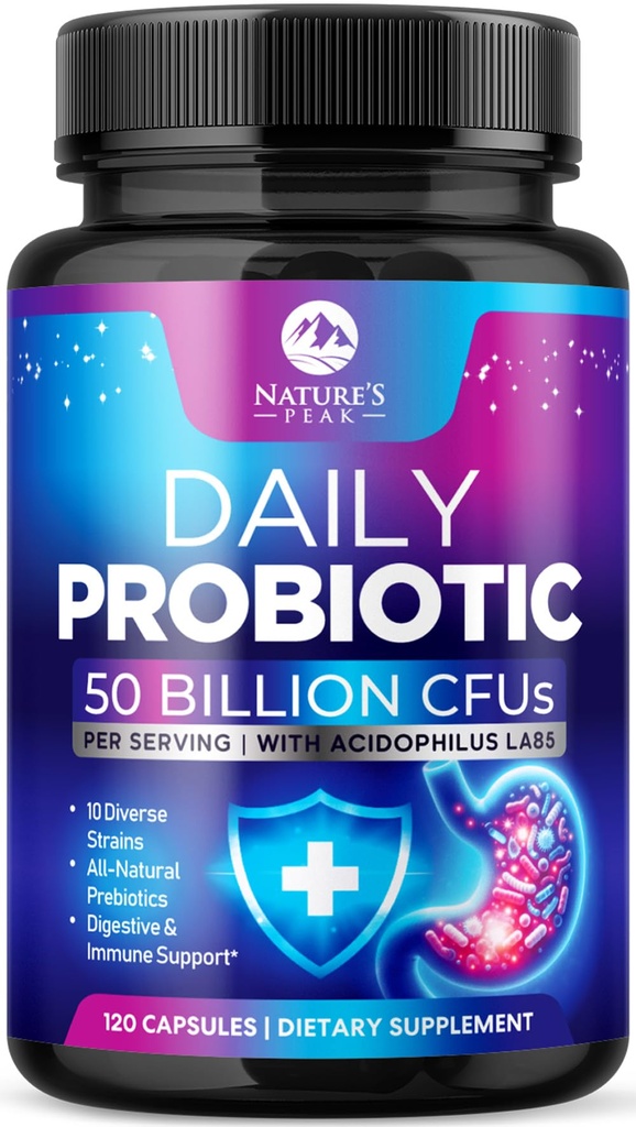 Probiotics 60 Billion CFU - 10 Strains + Digestive Enzymes & Prebiotics - 여성 및 남성을위한 최고의 Probiotics, 면역, 구트 건강, 갑상선 변비, Diarrhea, 가스 및 Bloating - 120 캡슐