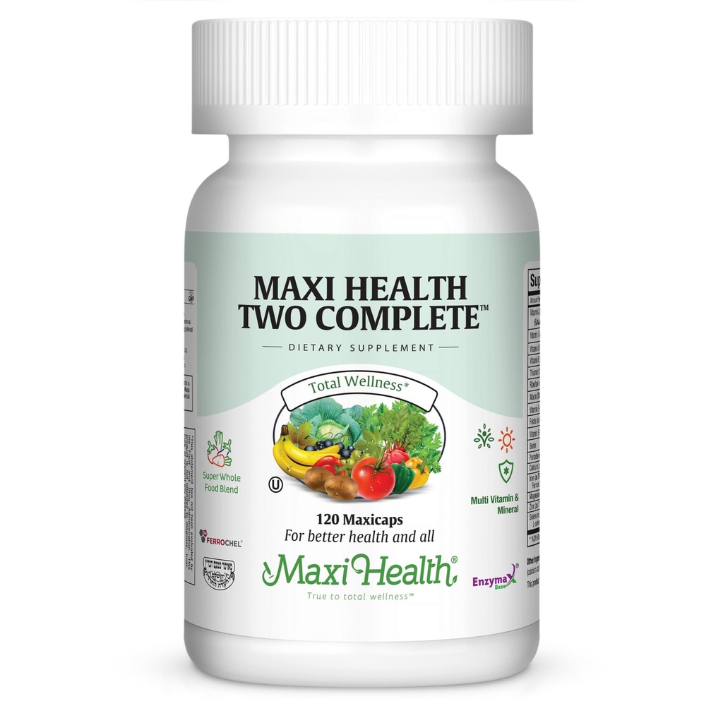 Maxi Health Two Complete - Multivitamins 및 광물 - 전체 효능 - 120 캡슐 - 코셔