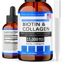 Super Natural Goods Biotin & Collagen Vitamins - 탈모, Gut Health, 노화 방지, 피부 관리 및 손톱 - 미국, 비 GMO 및 Cruelty Free (4 Ounce- 15,000mcg)