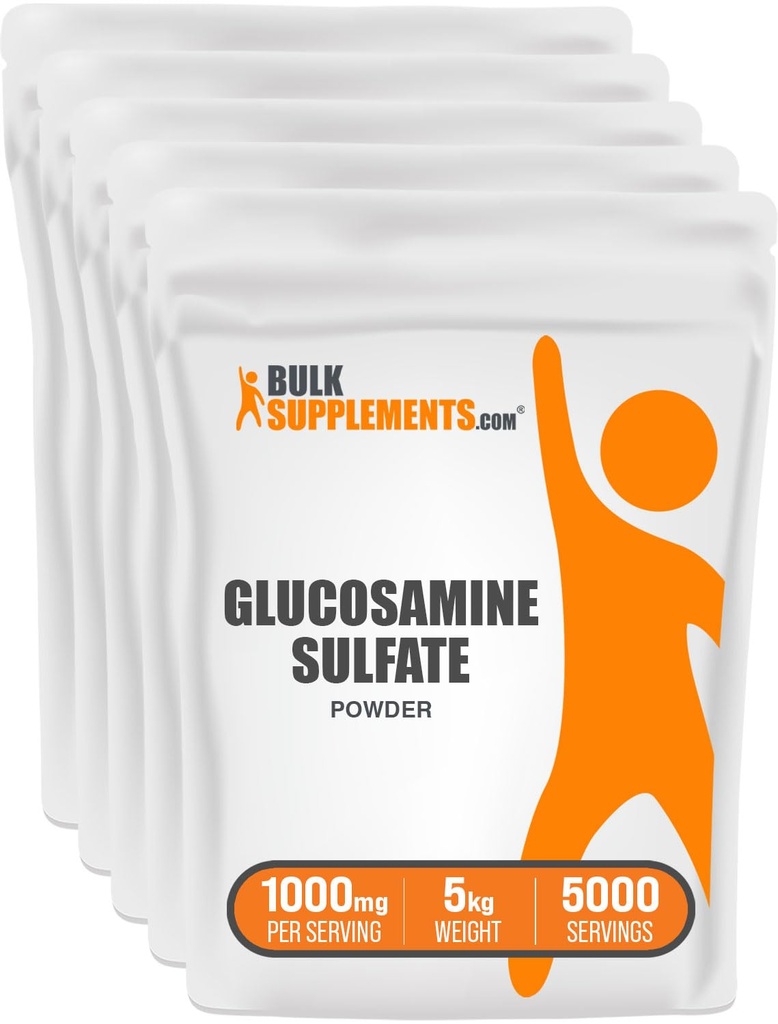 BulkSupplements.com 글루코사민 황산염 분말 - 글루코사민 보충교재, 합동 지원 보충교재 - 글루텐 자유로운, 서빙 당 1g, 1kg (5의 포장) (11 lbs)