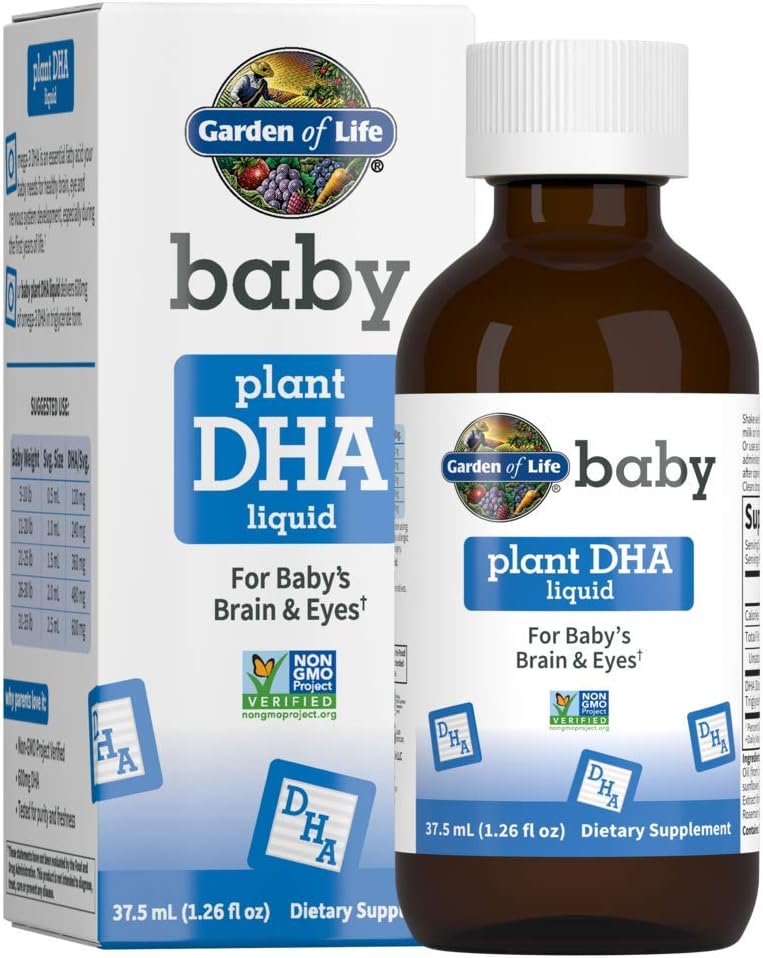 Life Baby DHA Drops, 600mg Omega 3 DHA Vegan for Baby 's Brain & Eyes from Vegetarian Friendly Plant 토들러, 37.5 mL (1.26 fl oz) 액체