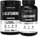 Jacked 공장 L 글루타민 분말 100 서빙 & L 글루타민 캡슐 500mg (240 캡슐) 포스트 운동 근육 회복, Immunity, 소화 건강에 대 한