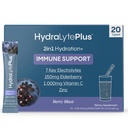 Hydralyte Electrolytes Plus Immunity, Elderberry - 낮은 설탕 급속한 Rehydration 분말 - 1,000mg 비타민 C와 300 mg Elderberry (8oz Serve, 20 조사)를 가진 가볍게 점화하는 Electrolyte 분말 소포