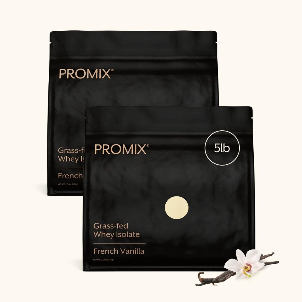 ProMix 영양 Whey Protein Isolate Powder - Grass-Fed - ­Post Workout Fitness & Nutrition Shakes, Smoothies, Baking & Cooking Recipes - 글루텐 - 무료 & Keto-Friendly - 바닐라 - 5 파운드 (팩 2)