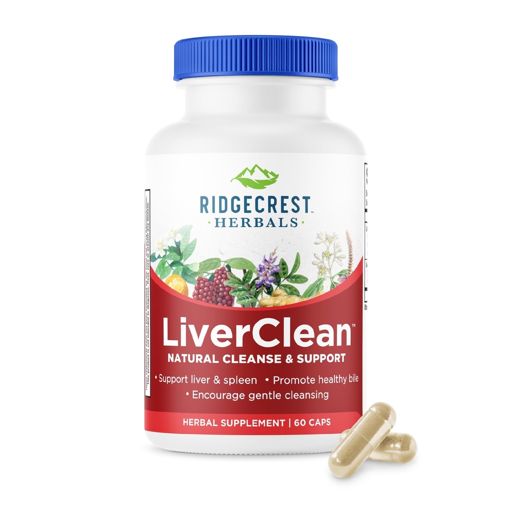 Ridgecrest 초본 LiverClean, 초본 간호 지원 보충교재, Blessed 이틀, Dandelion, Detox, Cleanse 지원, 건강한 Bile (60의 모자, 30의 봉사)