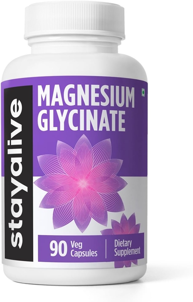 STAY ALIVE Chelated 마그네슘 글리세라이드 500mg, 높은 흡수, 90 캡슐, 100% 순수한 글리세라이드 분말, 여성과 남자를 위한 여분 힘 마그네슘 보충교재, 비 GMO & 글루텐 자유로운 알약
