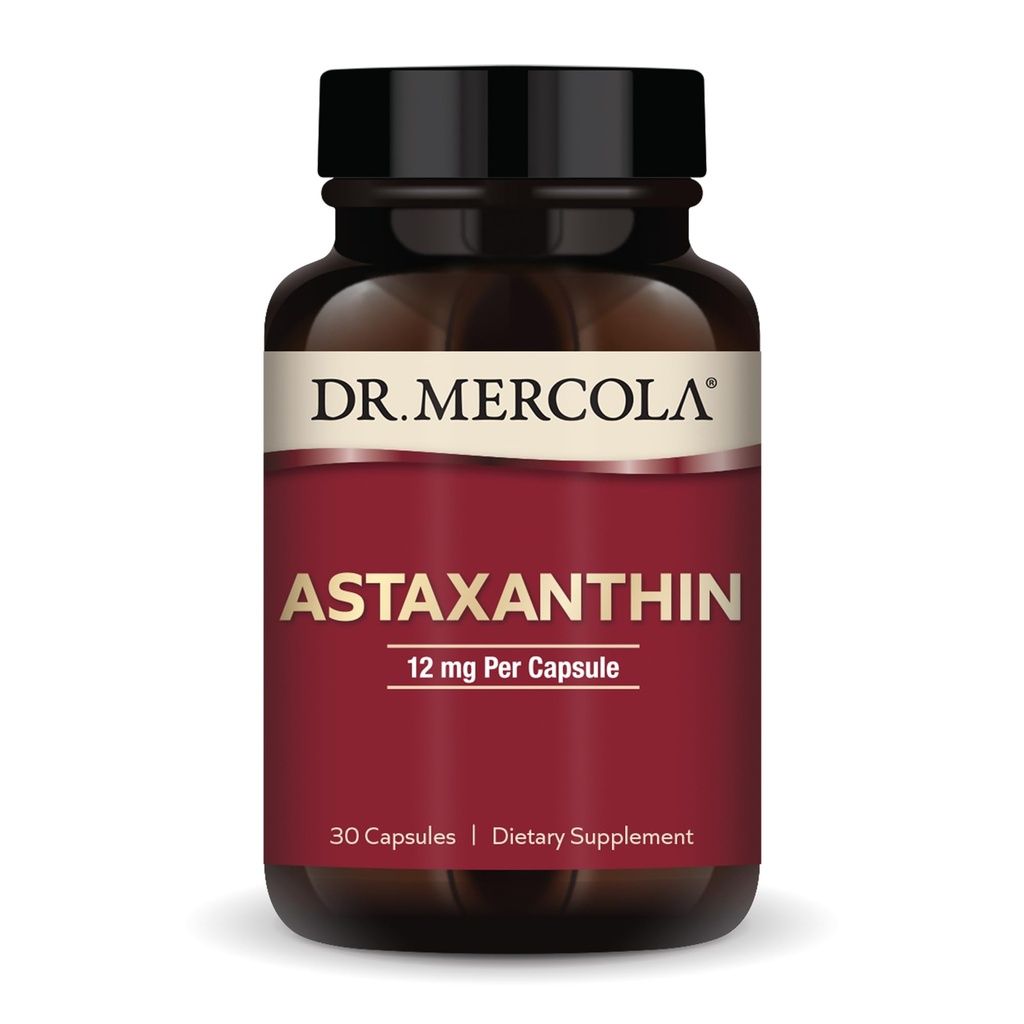 Mercola Organic Astaxanthin 박사 - 12 mg Astaxanthin - 강력한 산화 방지제 지원 - 유기 미생물 추출물 - 비 GMO, 글루텐 - 무료 & Soy - 무료 30 캡슐 (30 인분)