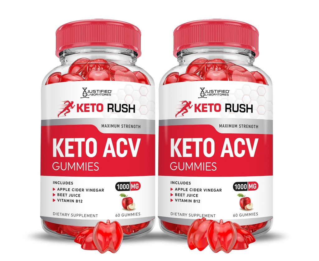 Justified Laboratories (2 팩 Keto Rush Keto ACV Gummies 고급 공식 1000MG 분말 B12 Vegan Non GMO 120 거미