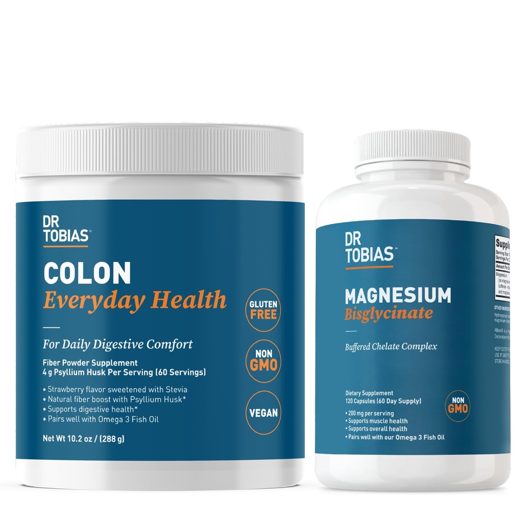 Dr. Tobias Colon Everyday Health & Magnesium Bisglycinate - 근육 및 뼈 건강, Vegan, Non-GMO를 위한 소화성 안락 및 지원