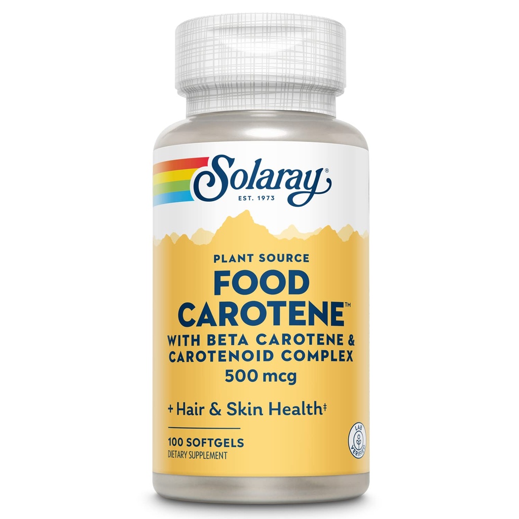 SOLARAY 식품 Carotene, 비타민 A 10000 IU | 건강한 피부, 눈, 산화 방지제 & 면역 지원 (100 CT)
