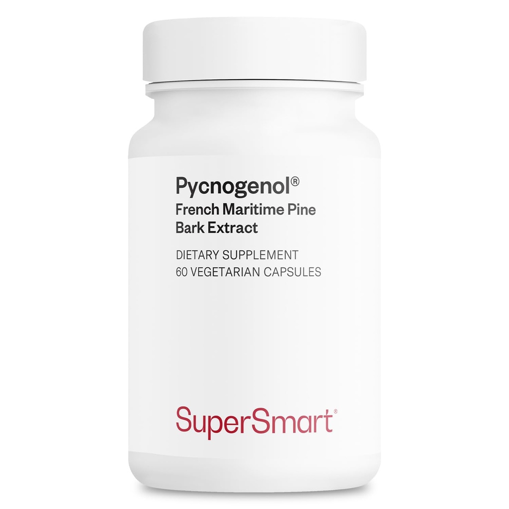 Supersmart - 하루 당 Pycnogenol 200mg (종이 및 고생 생물 가능) - 프랑스어 해양 소나무 껍질 추출물 | 비 GMO 및 글루텐 무료 - 60 채식 캡슐