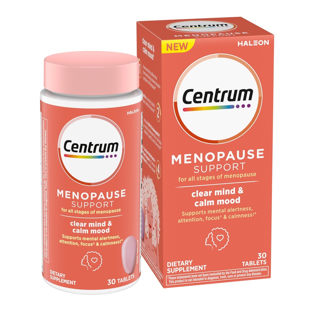 Centrum Clear Mind 과 Calm Mood Menopause 지원 정제, 임상적으로 Studied enXtra, 30 조사