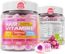 머리 성장 비타민 액체 Filled Gummies - Biotin 5000mcg, 가수분해된 교원질 펩티드, Omega 3-6-9, Hyaluronic 산, Methylfolate, Methylcobalamin - 건강한 머리, 여성을 위한 피부 & 못 보충교재