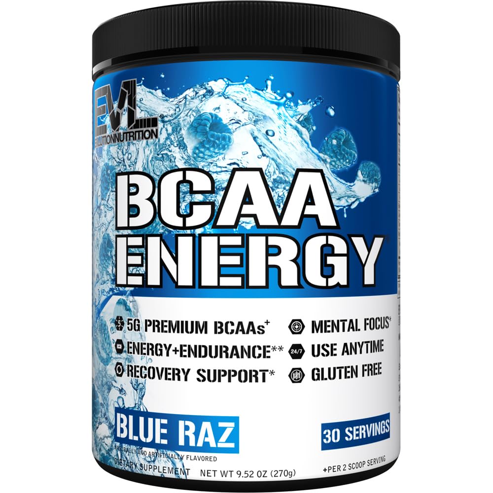 EVL BCAA 아미노산 분말 - 근육 회복 Lean 성장과 내구시간을 위한 BCAA 에너지 전 운동 분말 - 자연적인 카페인을 가진 포스트 운동 회복 음료를 rehydrating - 파란 면도칼