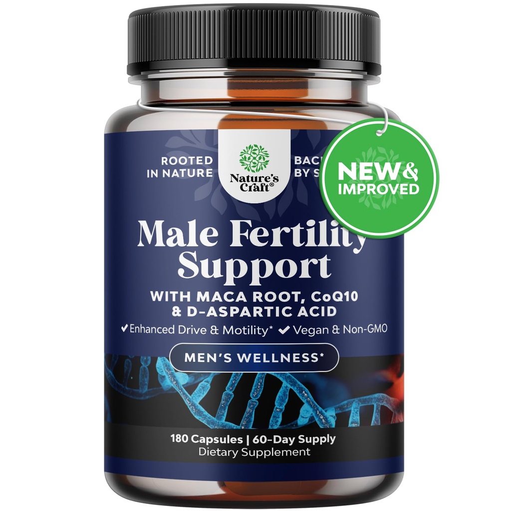Pre Conceive Male Reproductive 보충교재 - CoQ10, Maca 뿌리, 메틸 Folate & D-Aspartic 산을 가진 재생산 세포 건강 - 남자 Conceive 세포 조사 지원 - 그를 위한 지원, 180 조사