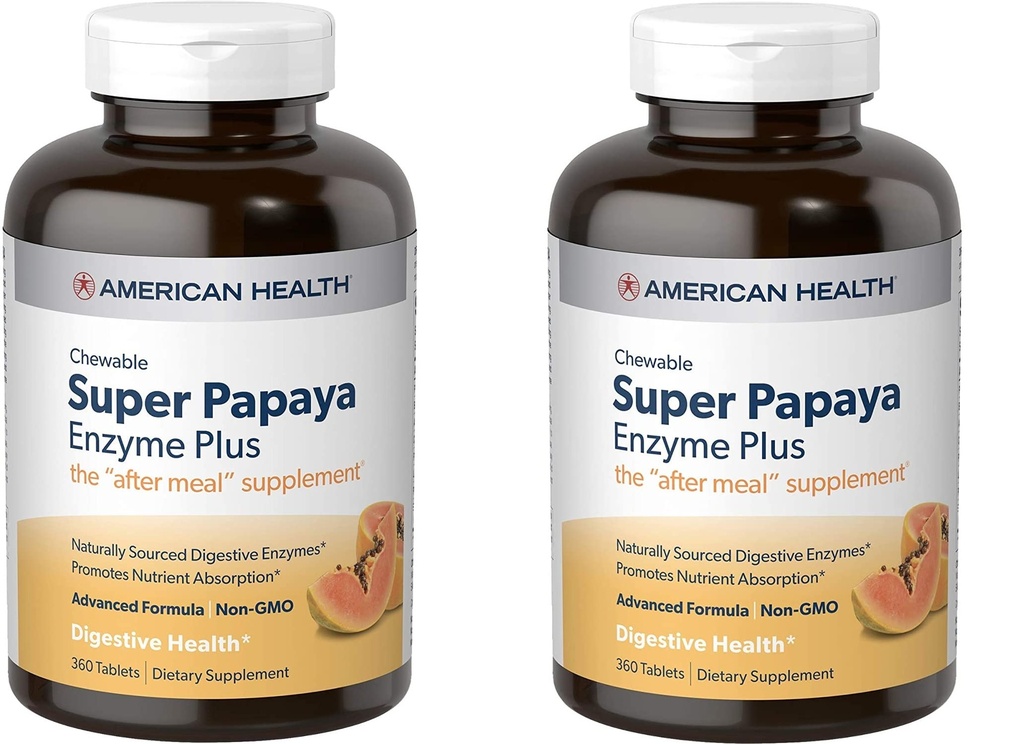 American Health Enzymes Chewable Super Papaya Enzyme Plus 360 태블릿 (팩 2)