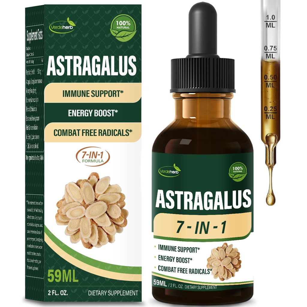 Immune 체계 지원을 위한 Astragalus 뿌리 추출물 초본 하락, Immunity 건강 & 에너지 Boost 탄미익은 Rhodiola Rosea, Echinacea, Elderberry, Reishi, Ginseng를 가진 보충합니다. 황 Qi. 2oz