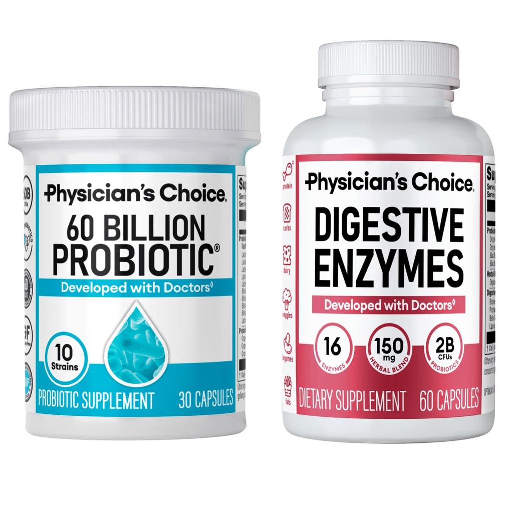 Physician 's CHOICE - 최선의 Gut 건강 번들 : 60 억 Probiotics + Digestive Enzymes for Digestive Comfort and Immune Support