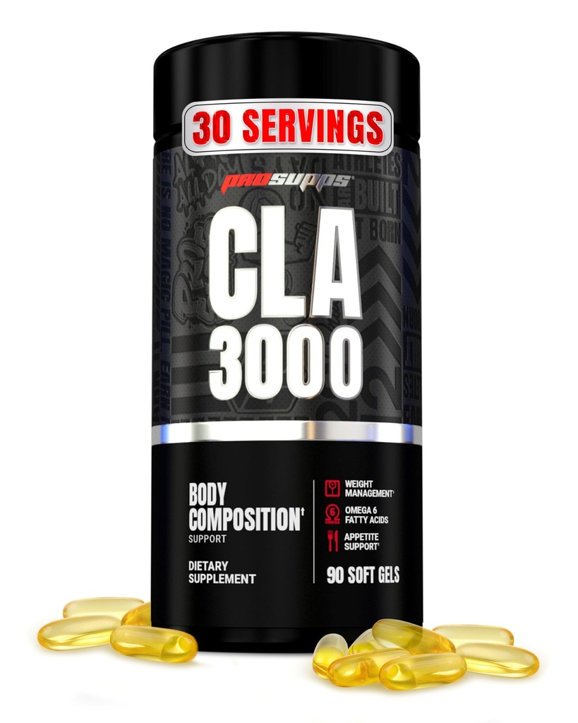PROSUPPS CLA 3000 Lean 바디 구성 지원 - 오메가 6 지방산 - 체육관 및 피트니스 - 90 Softgels와 체중 관리 및 식욕 지원을위한 Stim-Free Conjugated Linoleic 산성 운동 보충