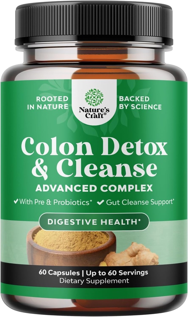 여자 & 남자를위한 허브 콜론 클렌징 - 15 Day Gut Cleanse Detox for Women & Men with Senna Leaf Cascara Sagrada & Psyllium Husk for Fasting Acting Relief - 3rd Party Tested Made in the USA - 60 Count