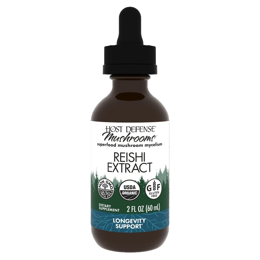 Host Defense Reishi Extract - Heart & Immune Health Support 보충교재 - Mushroom Supplement to Support Energy & Vitality - Reishi Supplement to Aid overall Well-Being - 2 fl oz (60 서빙) *