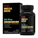 GNC 메가 남자 50 플러스 Multivitamin 캡슐, 임상적으로 입증, 심장 & 전립선 건강, B 비타민, 톱 팔로토, 기억, 비타민 D-3, 60 조사