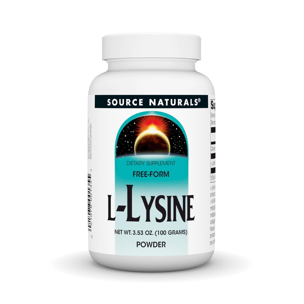 Source Naturals L-Lysine Free Form Powder - 아미노산 보충 지원 에너지 형성 및 교원질 * - 100개 그램