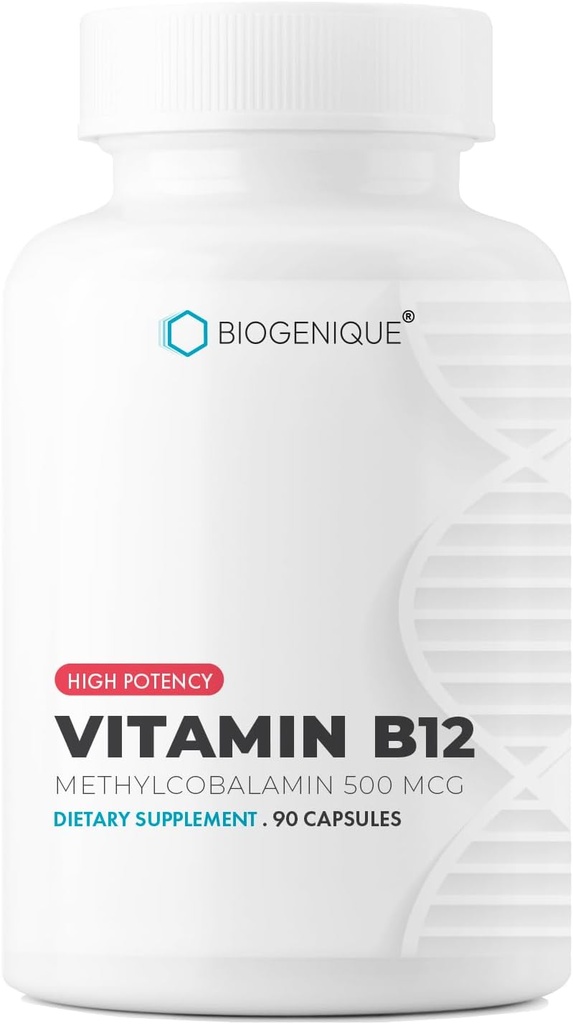 비타민 B12 - Methylcobalamin 지원 에너지 대사, 신경 체계 건강, 혈액 세포 기능 및 메틸화로 - 비 OGM, 글루텐 자유로운, 비타민 보충교재, 90의 캡슐