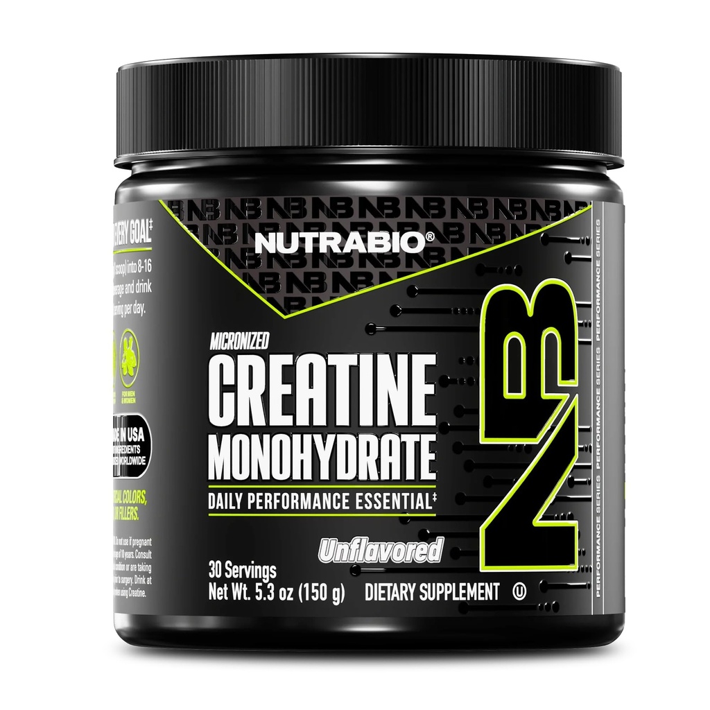 NutraBio 순수한 Micronized Creatine Monohydrate 분말 보충교재, Unflavored, (150 g) - 대량 근육 에너지, 회복 및 힘 지원 - HPLC는 남자와 여자를 위한 크레아틴 분말 보충교재를 시험했습니다