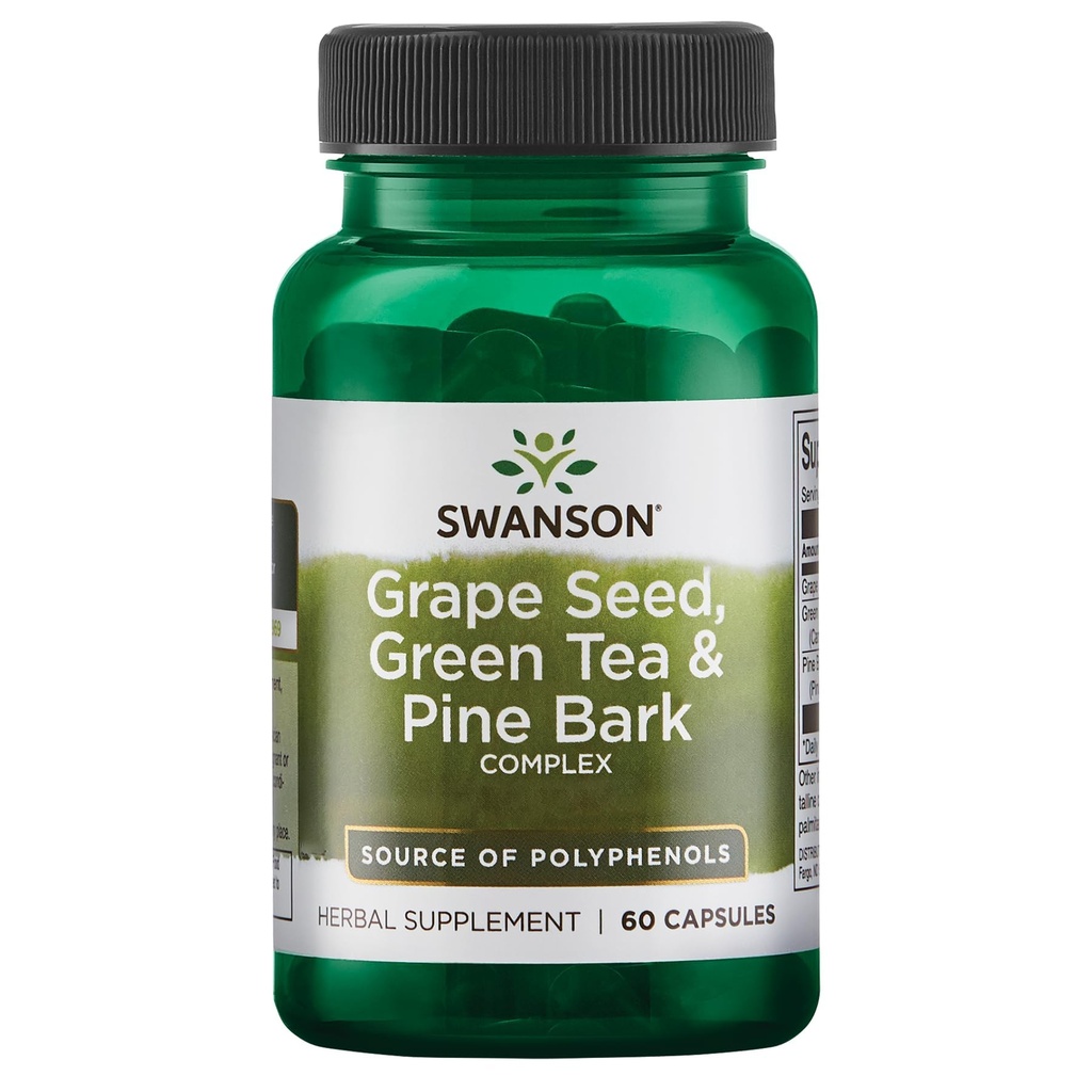 Swanson 포도씨 녹차 & 소나무 벌크 복잡한 건강 산화 방지제 지원 Polyphenols OPCS 초본 보충교재 60의 캡슐 (캡)