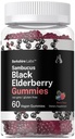Horbaach Sambucus Black Elderberry Gummies | 60 개 | 아연 및 비타민 C | Vegan, Non-GMO, Gluten Free Extract for Adults | 베리 풍미 | Berkshire Labs