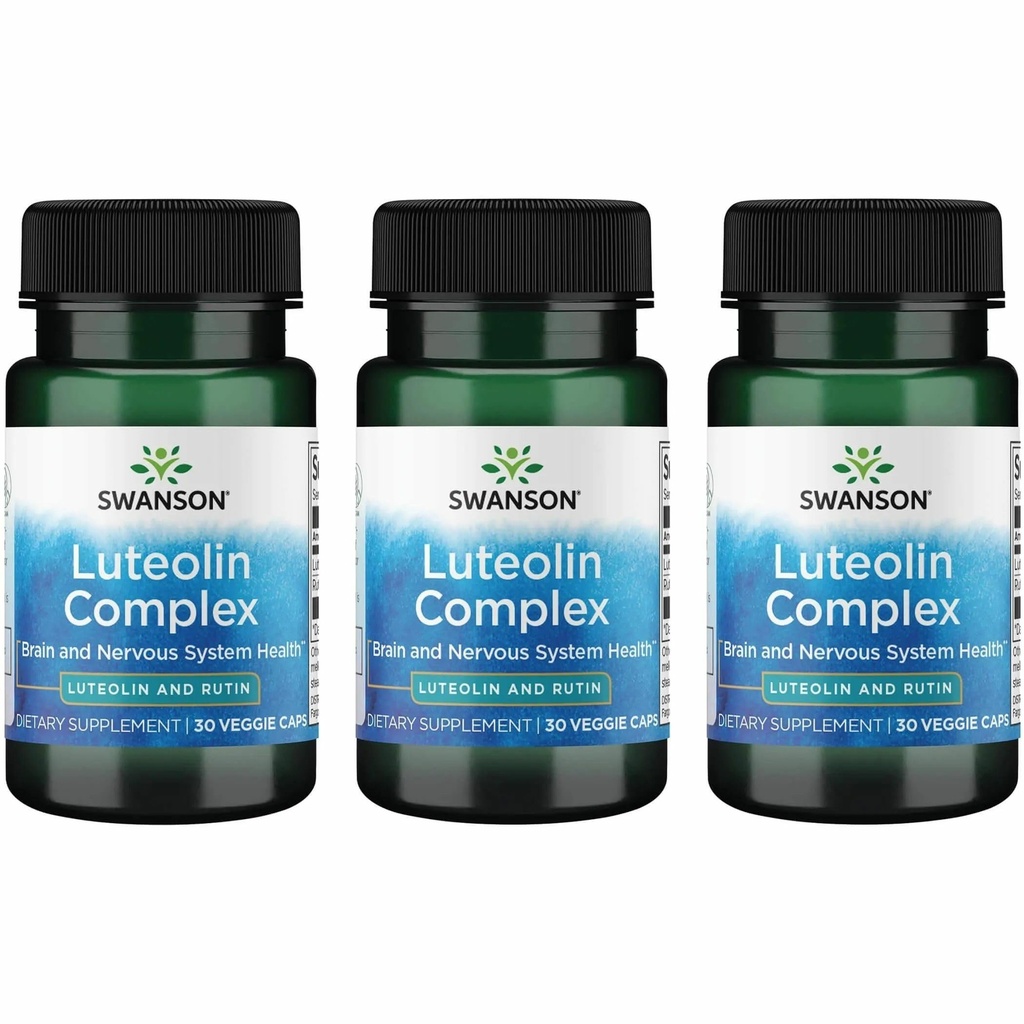 Swanson Luteolin Complex w/Rutin - 두뇌 지원 보충 메모리, 무드 및인지 건강 - 자연 공식은 Nervous 시스템 유지 - (30 Veggie 캡슐) 3 팩