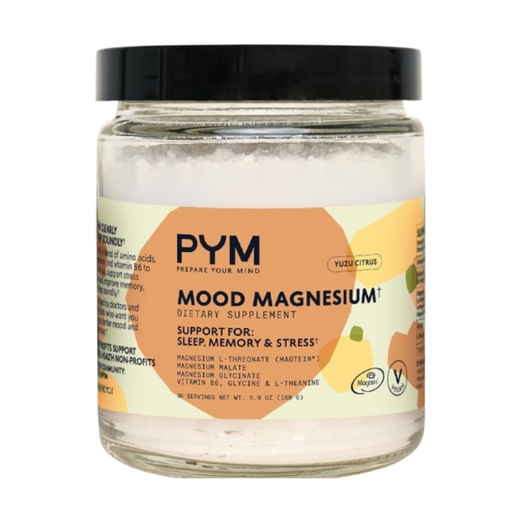 PYM 무드 마그네슘 분말 (30-Servings) 마그네슘 글리세라이드, L-Threonate & Malate 분말 | Aid & Mood Support Supplement for stress