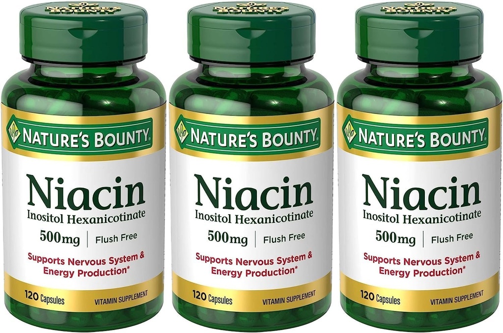 3개의 성격의 Bounty Niacin 홍조 무료 500 mg의 Maven 선물에 의하여 120의 캡슐