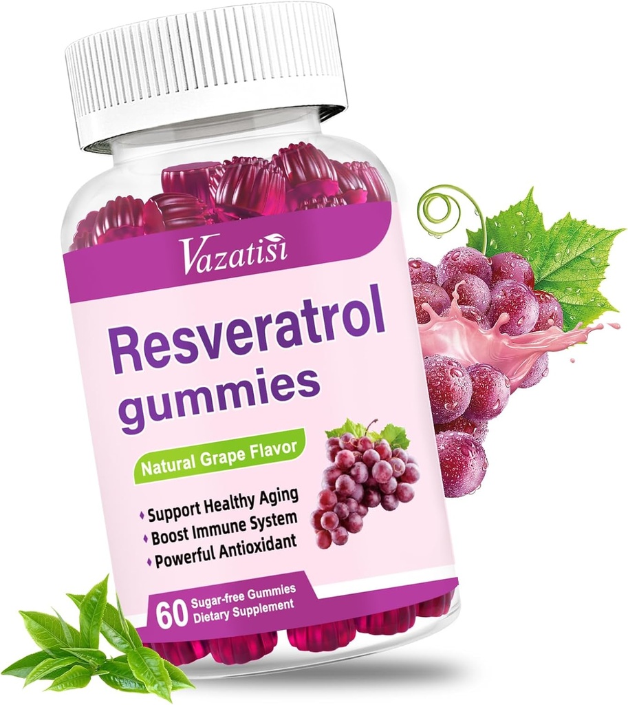 높은 순수성 Resveratrol Gummies, Quercetin, Coq 10, 비타민 C, 항 산화제, 노화 방지, 60 Gummies를 위한 Reservatrol 보충교재를 가진 98% Trans-Resveratrol