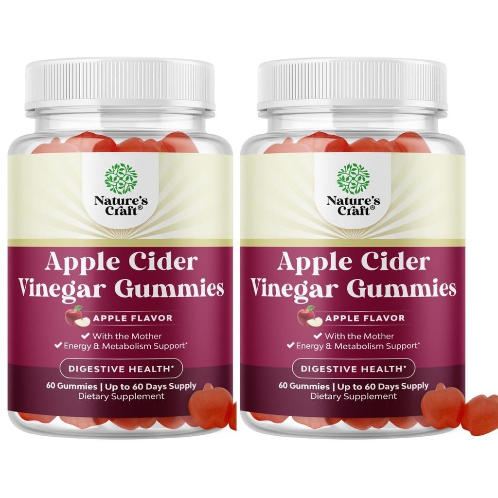 Apple Cider Vinegar Gummies with Mother-Natural Energy Supplement ACV Gummies with Mother for Body Cleanse Immune Support and Gut Health-Delicious Gummy ACV Supplement with Beet Root Powder 2 팩