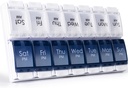 MERICARGO Am Pm Pill 주최자 7 일, 2 배는 일 큰 주간 알약 상자, 비타민, 물고기 기름, 보충교재를 위한 단추 매일 알약 케이스를 밀어넣습니다