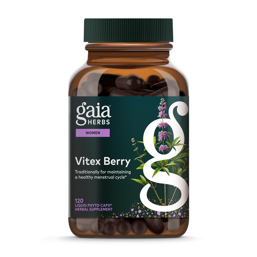 Gaia Herbs Vitex Berry - 여성을위한 호르몬 균형 및 불임 - 정신 건강을위한 건강한 황체 호르몬 - 120 Vegan Caps (60 일 공급)