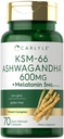 Carlyle KSM-66 Ashwagandha 캡슐 600mg | 70 개 | Melatonin 5mg | Potent Complex | Non-GMO, 글루텐 프리