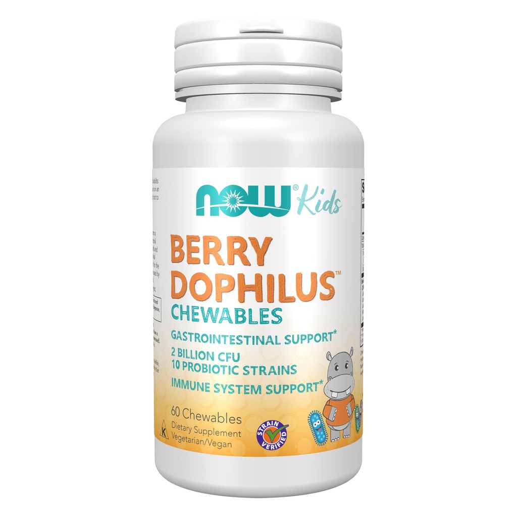 지금 식품 보충제, BerryDophilusTM 2 억, 10 Probiotic Strains, Xylitol Sweetened, Strain Verified, 60 Chewables, 포장은 다를 수 있습니다