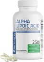 Bronson 알파 Lipoic 산 600mg 무료 레이디컬 스크바르 지원 건강 - Non-GMO, 250 채식 캡슐 (125 서빙)