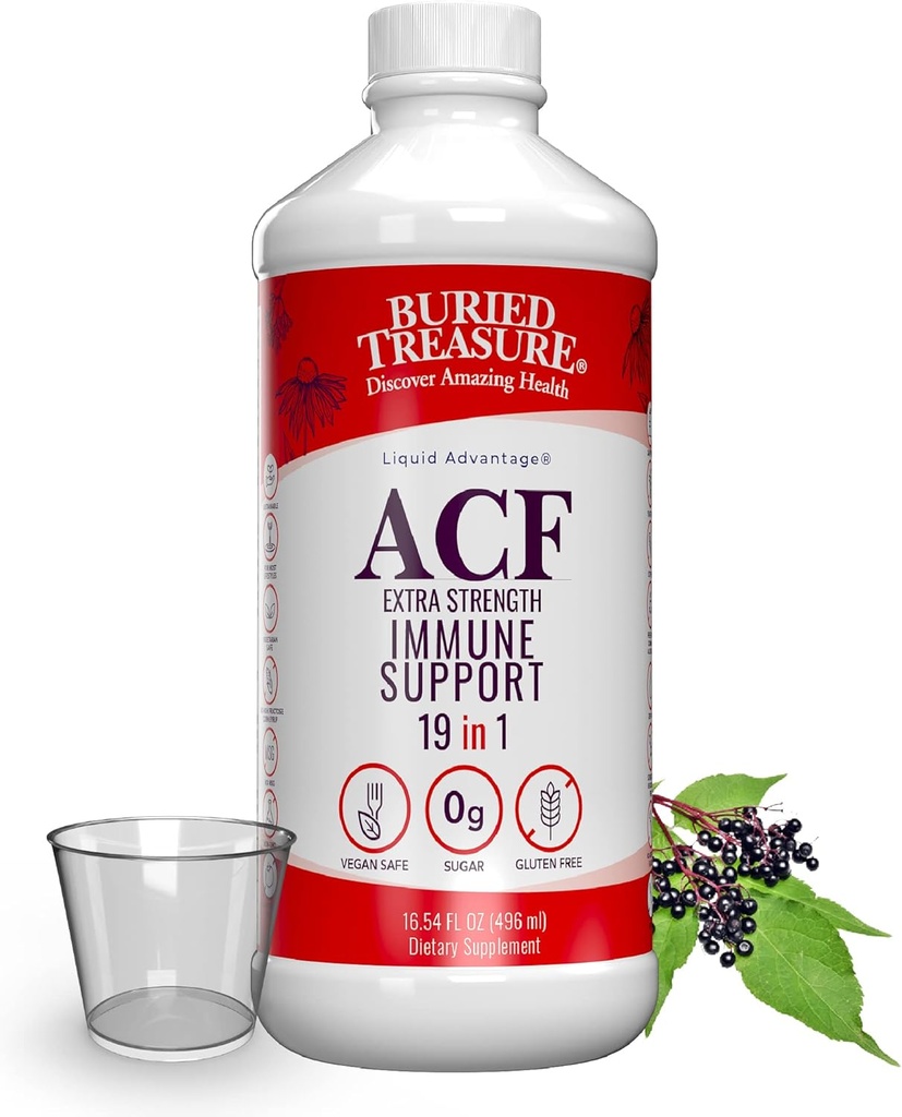 Buried Treasure ACF 추가 강도 면역 지원, 16oz. 복용량 컵, 비타민 및 허브, 다이어트 면역 부스트 보충