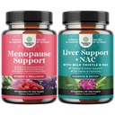 Dong Quai Vitex Chaste Berry & Black Cohosh 및 Liver Support NAC와 함께 뜨거운 플래시에 대한 Menopause 보충 교재 - 미국, 콜린, Dandelion 및 L-Glutathione와 우유 이틀 N Acetyl Cysteine