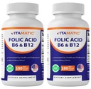 Vitamatic Folic Acid 400 mcg with Vitamin B6 & B12, 180 Tablets - 2 Pack