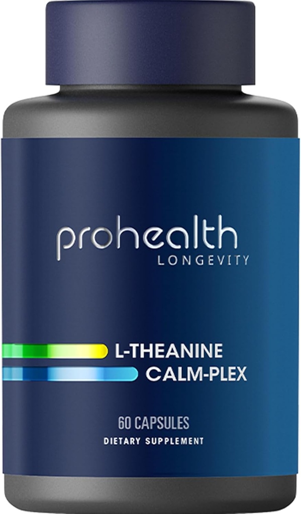 ProHealth L-Theanine Calm-Plex GABA와 5-HTP (Suntheanine) (100 mg, 60 중간 캡슐)