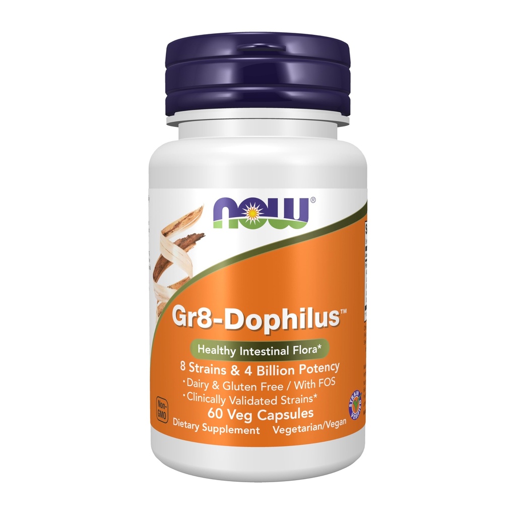 지금 식품 보충제, Gr8-DophilusTM with 8 Strains & 4 억 효능, 선반 안정, 60 Veg 캡슐
