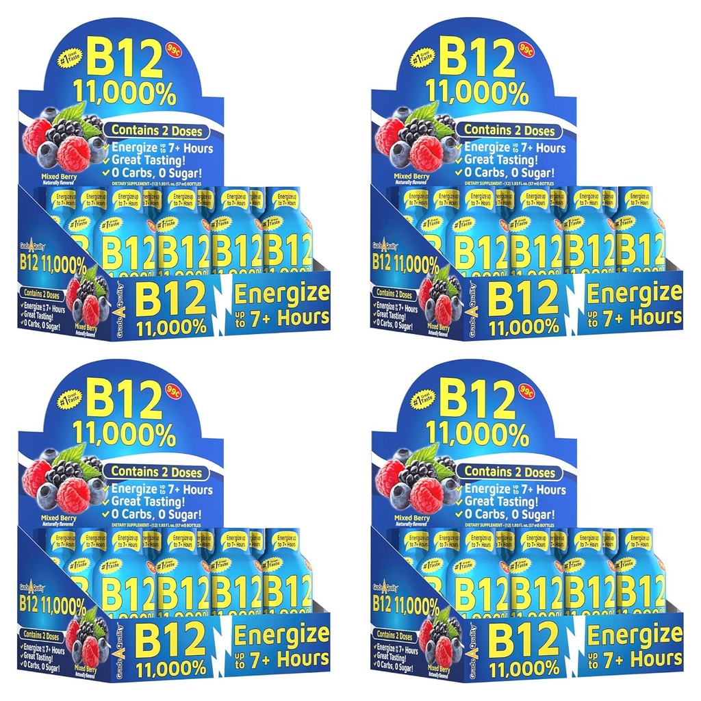 급료 A 질, B12 혼합 베리 풍미, 에너지의 7+ 시간까지, 1.93 Fl Oz, 48 조사