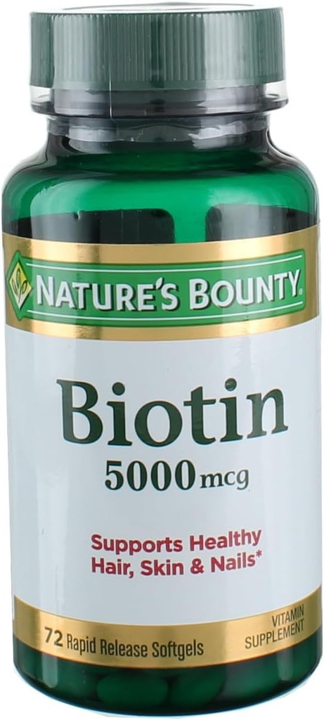 자연의 Bounty 최고 힘 Biotin 5000mcg - 72 softgels (2의 포장)