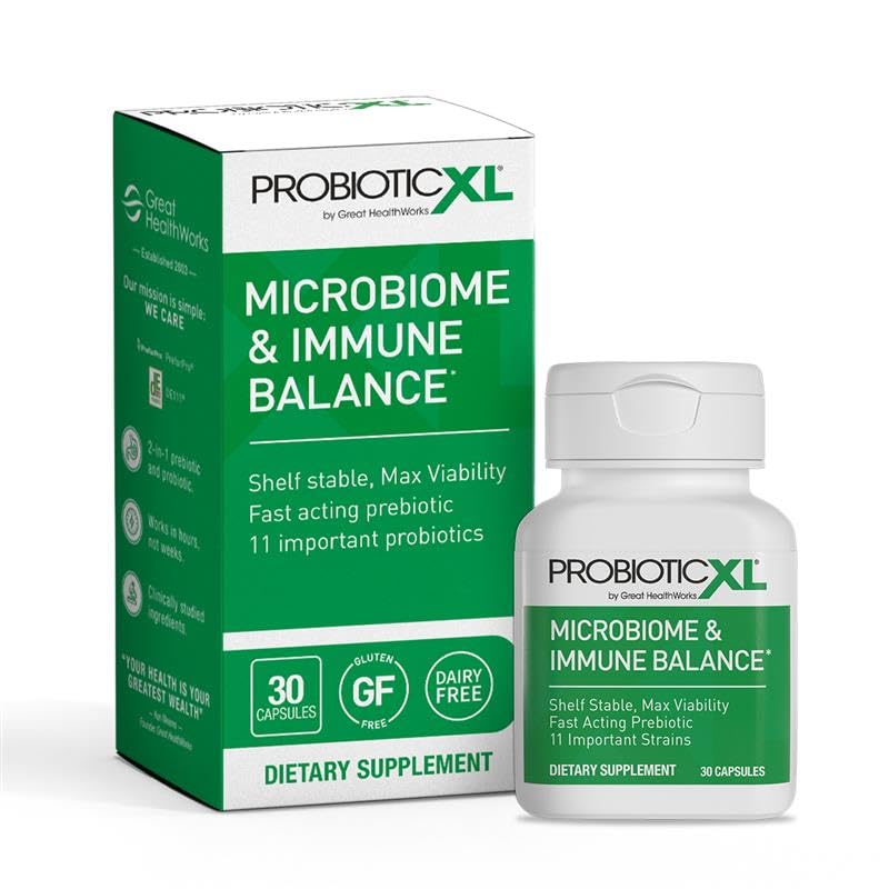 OmegaXL ProbioticXL - Probiotic & Prebiotic, Stable - Blend 11 Strains - 건강한 Gut Flora 성장, 12.5 Billion CFU - Non-GMO, 글루텐 - 무료 30 Veggie Cap