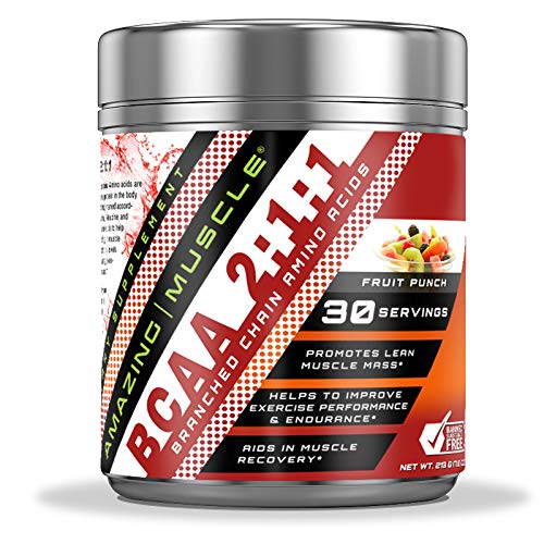 놀라운 근육 BCAA 2:1:1:1 분기된 사슬 아미노산 보충교재 | 봉사 당 6,000 Mg | 과일 펀치 풍미 | 30의 서빙